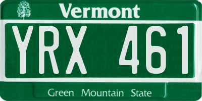 VT license plate YRX461