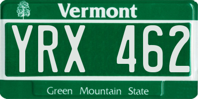 VT license plate YRX462