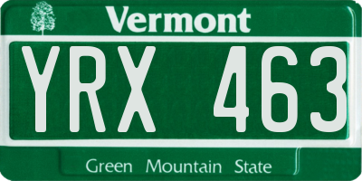 VT license plate YRX463