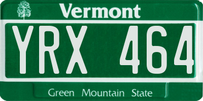 VT license plate YRX464