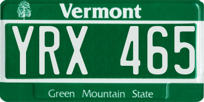 VT license plate YRX465
