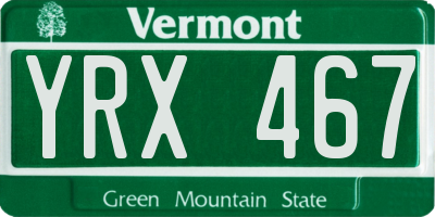 VT license plate YRX467