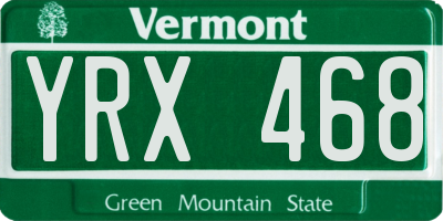 VT license plate YRX468