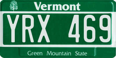 VT license plate YRX469