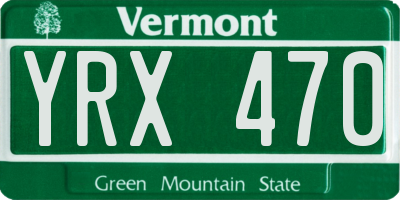 VT license plate YRX470