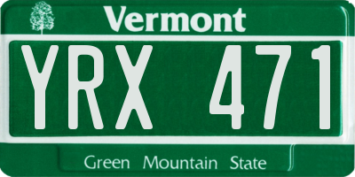 VT license plate YRX471