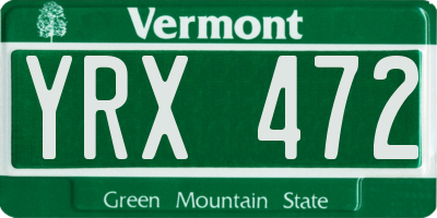 VT license plate YRX472