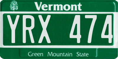 VT license plate YRX474
