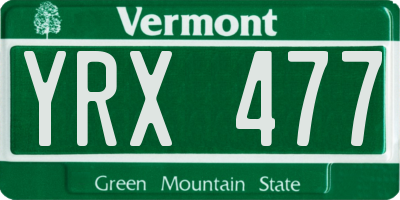 VT license plate YRX477