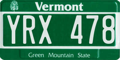 VT license plate YRX478