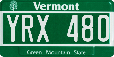 VT license plate YRX480