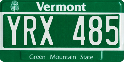 VT license plate YRX485