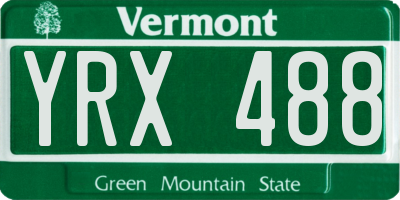 VT license plate YRX488