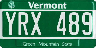 VT license plate YRX489