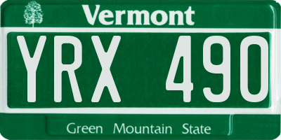 VT license plate YRX490