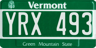 VT license plate YRX493