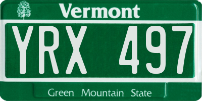 VT license plate YRX497
