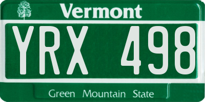 VT license plate YRX498