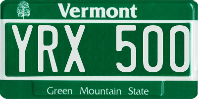VT license plate YRX500