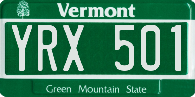 VT license plate YRX501