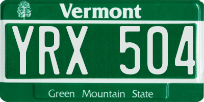 VT license plate YRX504