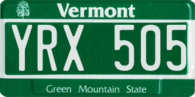VT license plate YRX505