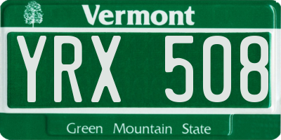 VT license plate YRX508