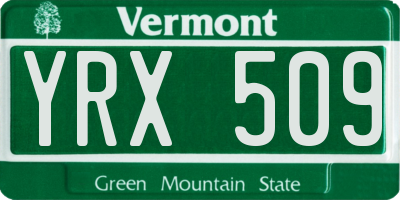 VT license plate YRX509