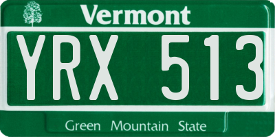 VT license plate YRX513