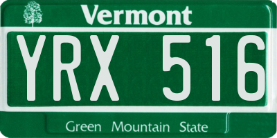 VT license plate YRX516