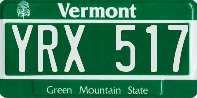 VT license plate YRX517