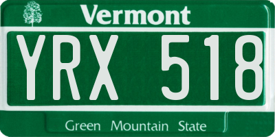 VT license plate YRX518