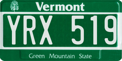 VT license plate YRX519