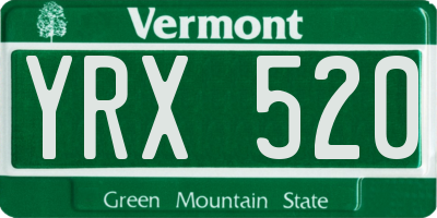 VT license plate YRX520