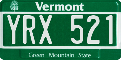 VT license plate YRX521