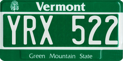 VT license plate YRX522