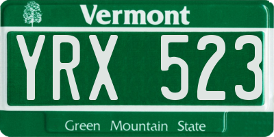 VT license plate YRX523