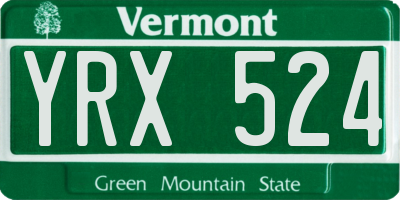 VT license plate YRX524
