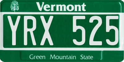 VT license plate YRX525