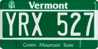 VT license plate YRX527