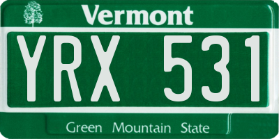 VT license plate YRX531