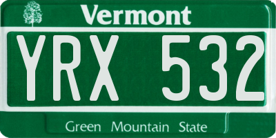 VT license plate YRX532