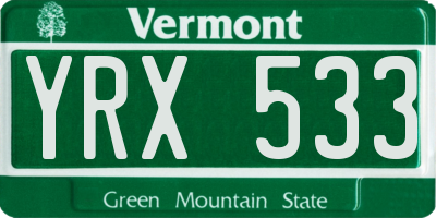 VT license plate YRX533