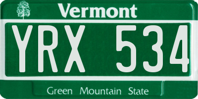 VT license plate YRX534