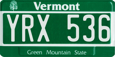 VT license plate YRX536