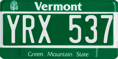 VT license plate YRX537