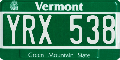 VT license plate YRX538