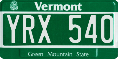 VT license plate YRX540
