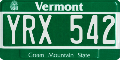 VT license plate YRX542