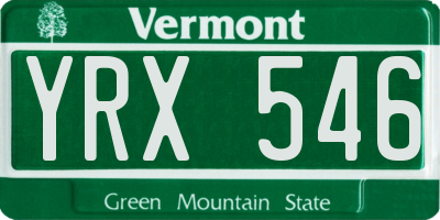 VT license plate YRX546